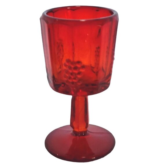 Wright Paneled Grape Ruby Wine Glass 4" Westmoreland vtg sweet wine liqueur - Picture 1 of 8